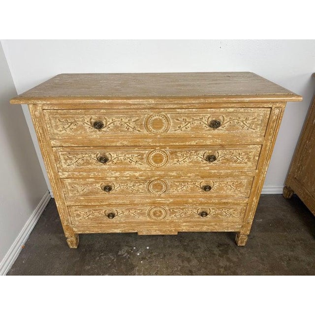 Late 19th Century Pair of Swedish Gustavian Painted Four-Drawer Chests of Drawers For Sale - Image 4 of 18