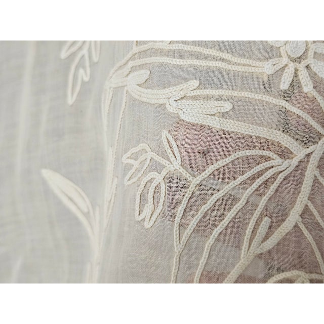 Curtain Panels and Embrasses in Cotton Voile with Cornely Embroidery, 1890s, Set of 4 For Sale - Image 13 of 18
