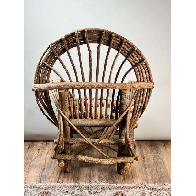 Brown Vintage Adirondack Bent Willow Arm Chair For Sale - Image 8 of 11