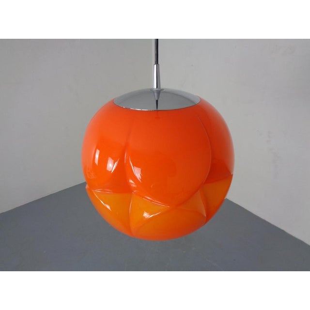 Orange Glass Ball Ceiling Lamp from Peill & Putzler, Germany, 1960s For Sale - Image 4 of 18