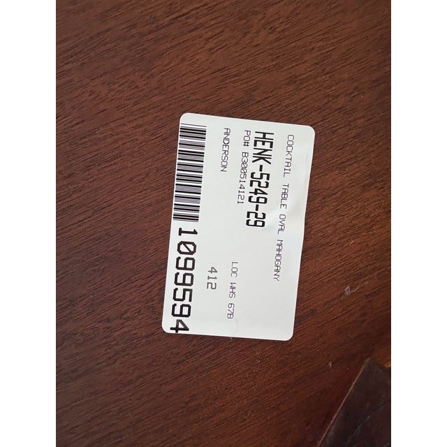 Late 20th Century Henkel Harris Model 5249 Oval Mahogany Coffee Table [Cb] For Sale - Image 9 of 10