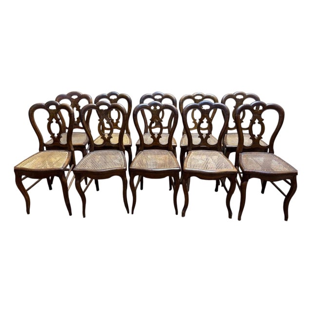 Louis Philippe Cane Chairs, Set of 10 For Sale