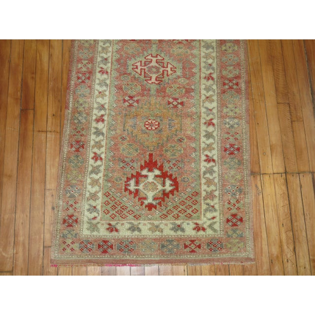 1950s Vintage Primitive Soft Pink Turkish Runner - 2'8" x 12'7" For Sale - Image 5 of 6