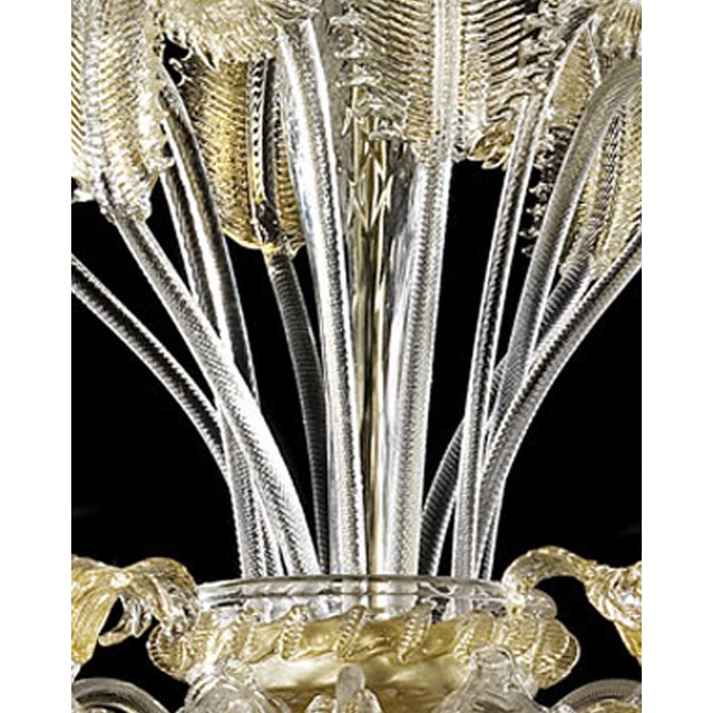 Venetian Cà Rezzonico Floral Gold Murano Style Glass Chandelier For Sale - Image 6 of 6