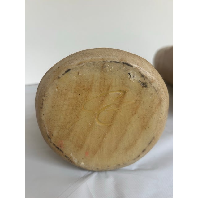 Vintage Pair of Wabi-Sabi Organic Studio Pottery Vessels For Sale - Image 11 of 12