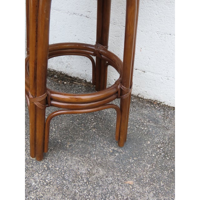 Hollywood Regency Bamboo Rattan Swivel Barstools a Set of Four 6367 For Sale - Image 16 of 18