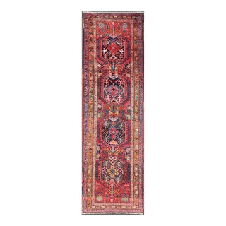 Antique Persian Heriz Runner With All-Over Sub-Geometric Medallion Design For Sale