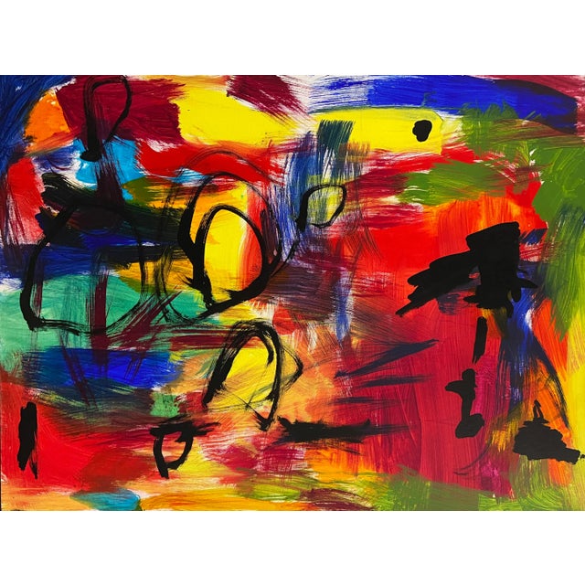 Textile 'Abstract, Scarlet and Spring Green', American School For Sale - Image 7 of 7