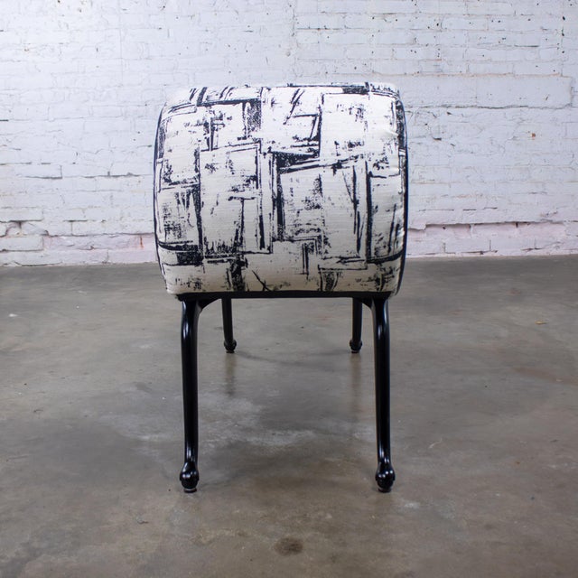 1930-1940’s Hollywood Regency Chaise Style Bench by Irving Chase Manufacturing Scrolled Arm & Black Painted Frame For Sale - Image 11 of 18