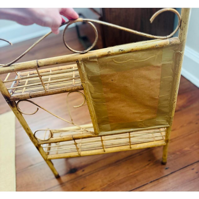 Wood Vintage Bamboo Wall Shelf With Mirror and Towel Rack For Sale - Image 7 of 10