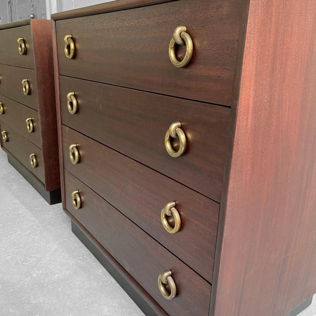 Pair of Mid 20th Century Hollywood Regency Mahogany Dressers For Sale - Image 10 of 12