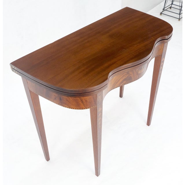 Fine Inlaid Serpentine Front Federal Style Flip Top Console Sofa Table MINT For Sale - Image 9 of 18