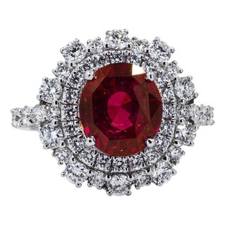Late 20th Century 3.55 Carat Ruby Ring, Size 5 For Sale