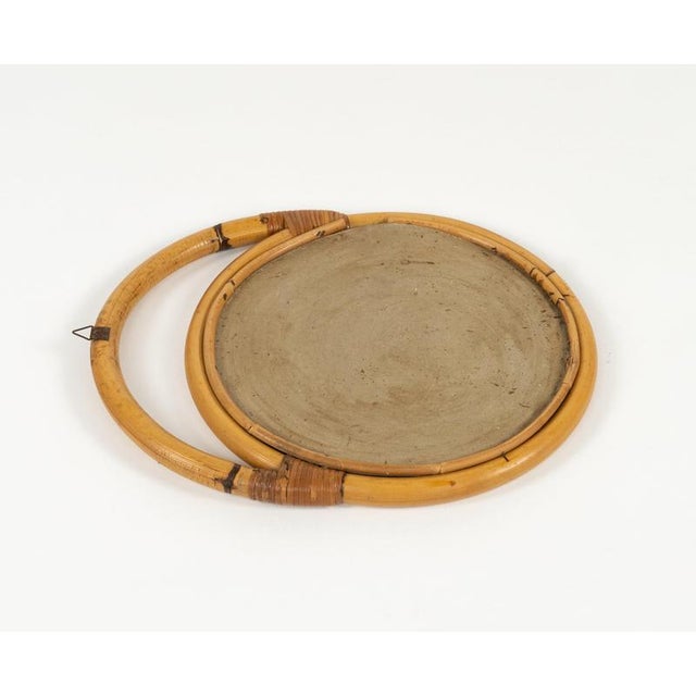 Mid-Century Bamboo and Rattan Round Wall Mirror, Italy, 1970s For Sale - Image 11 of 12