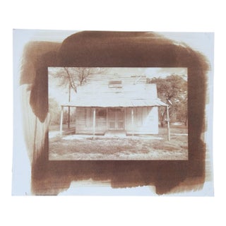 Vintage Cyanotype Old Storefront Building Sepia Photograph For Sale