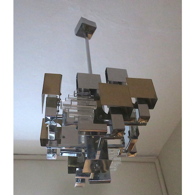 Mid-Century Modern Chandelier in Glass from Gaetano Sciolari, 1960s For Sale - Image 3 of 9