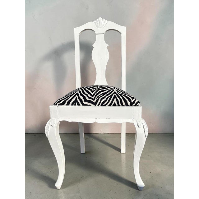 Baroque Antique Portuguese Baroque Zebra Fabric Dining Chair, 1890s For Sale - Image 3 of 18