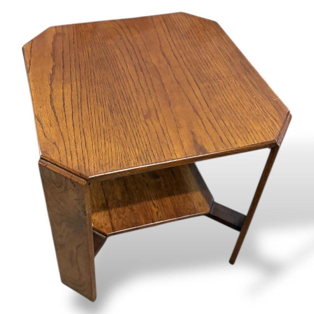 Rustic Arts & Crafts Oak Occasional Side Table with Lower Shelf For Sale - Image 3 of 8