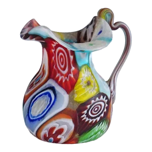 Antique Millefiori Jug With Handle, Fratelli Toso Murano Ca. 1920s