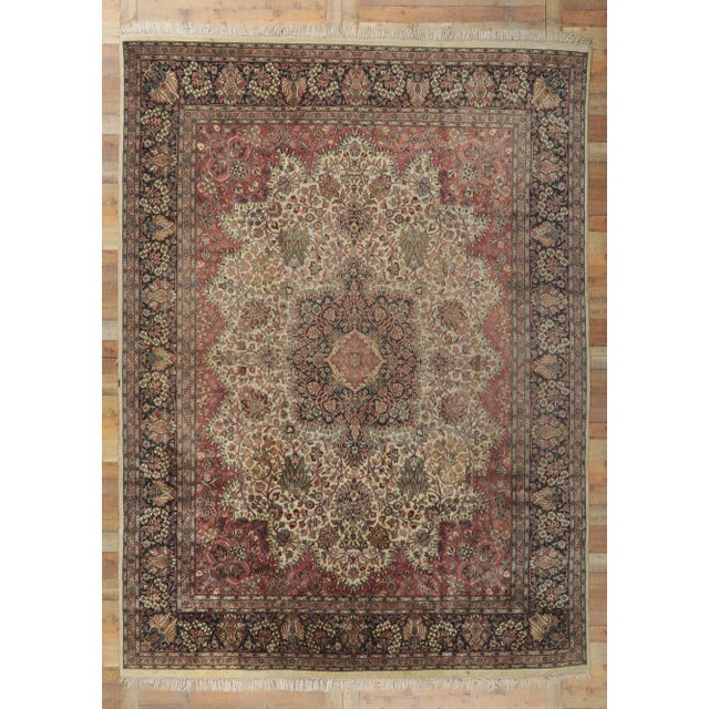 Beige Vintage Indian Rug, 09'03 X 12'07 For Sale - Image 8 of 10