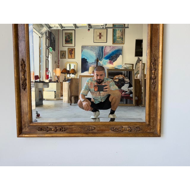 Gold Vintage Italian LaBarge Carved Wood Wall Mirror With Beveled Glass For Sale - Image 8 of 12