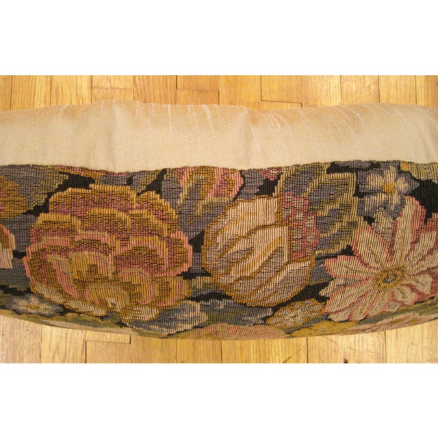 Textile 1910 Decorative Antique Jacquard Tapestry Pillows with Floral Elements - Set of 3 For Sale - Image 7 of 12