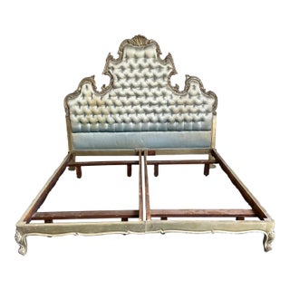 Vintage Rococo King Size Tufted Headboard For Sale