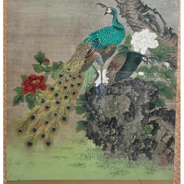 Green Chelsea House Pair of Monumental Hand-Painted Silk Paintings Chinoiserie For Sale - Image 8 of 18