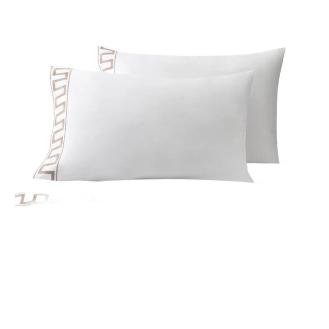 Erin Gates x Kassatex Greek Key Standard Pillowcase, Set of 2 in Taupe For Sale
