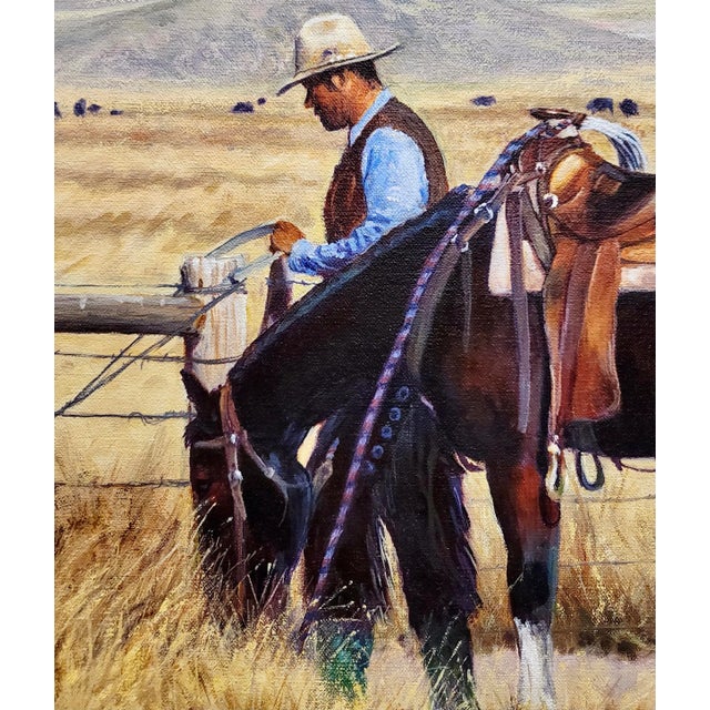 Gregory Eiselein- Cowboy in a Montana Ranch Landscape -Oil Painting For Sale In Los Angeles - Image 6 of 10