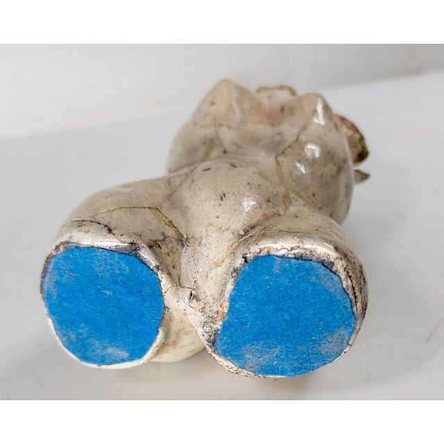 Antique White Mid-Century Modern Art Pottery Female Torso Figure Vase or Pen Holder For Sale - Image 8 of 9