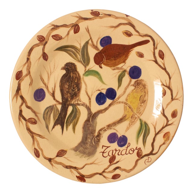 Ceramic Traditional Hand Painted Plate by Diaz Costa, Catalan, 1960s For Sale
