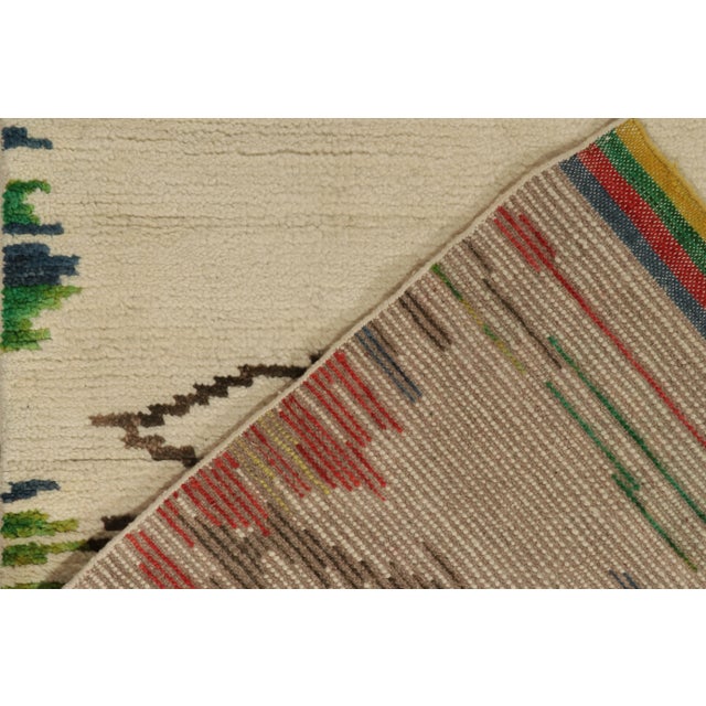 Textile Rug & Kilim’s Moroccan Style Rug in Beige, Red & Green Geometric Pattern For Sale - Image 7 of 7