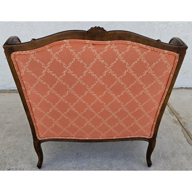 Vintage French Louis XV Carved Wingback Bergère Oversized Armchair Settee For Sale - Image 4 of 18