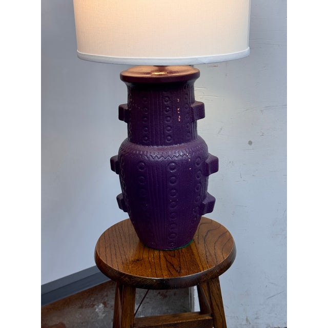 1990s Vintage Purple Ceramic Table Lamp For Sale - Image 5 of 12
