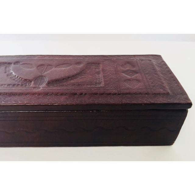 African Tooled Brown Leather Tuareg Box Chairish