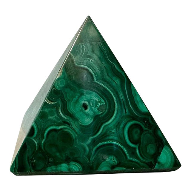 Late 20th Century Malachite Pyramid Paperweight For Sale