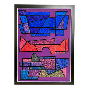 Edgard Pillet, French Post War Geometric Abstract Oil Painting Kinetic Op Art Edgard Pillet, 1991