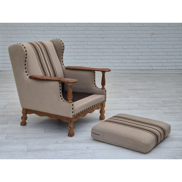 Danish Armchair in Furniture Wool Fabric & Oak Wood, 1970s For Sale - Image 13 of 18