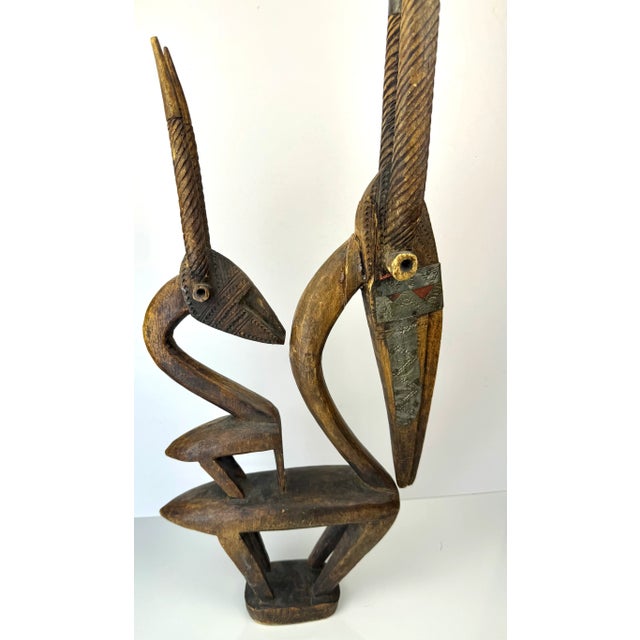 African 1980s Vintage West African Art Wood Hand Carved Sculpture For Sale - Image 3 of 12