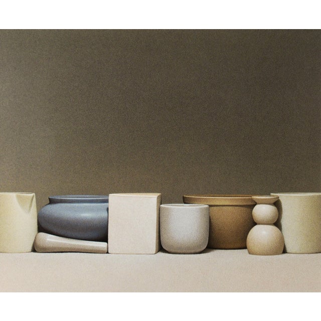 This artwork titled "Ceramics II" 1981 is an original colors screen print by Canadian artist Richard Thomas Davis, b.1947....