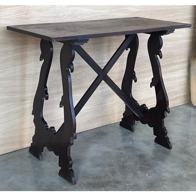 19th Century Ebonized Baroque Spanish Side Table with Lyre Legs For Sale - Image 16 of 18
