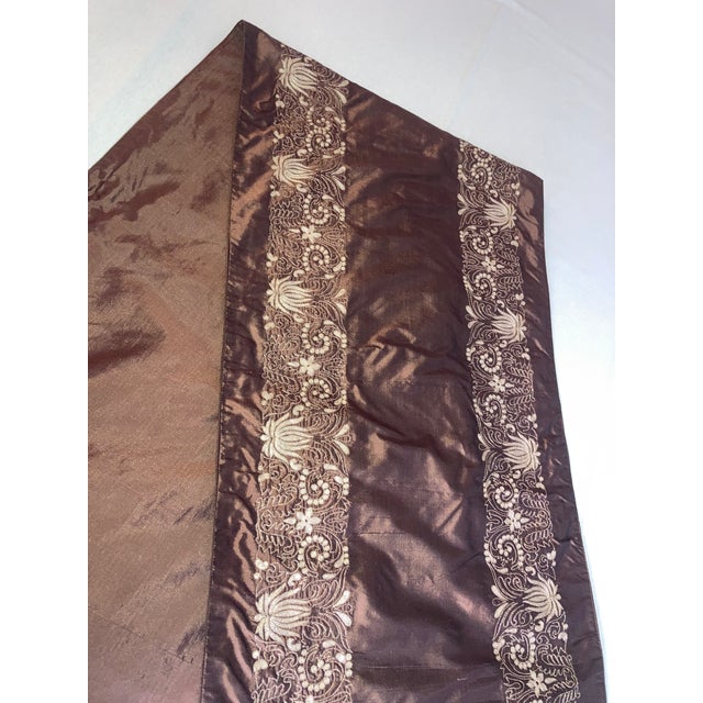 2000 - 2009 Asian Metallic Embroidered Silk Throw /Table Runner For Sale - Image 5 of 10