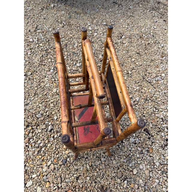 Chinoiserie English Bamboo Magazine Stand 19th Century For Sale - Image 3 of 5