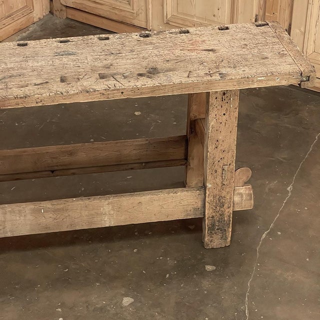 Wood 19th Century Rustic Carpenter's Bench For Sale - Image 7 of 12