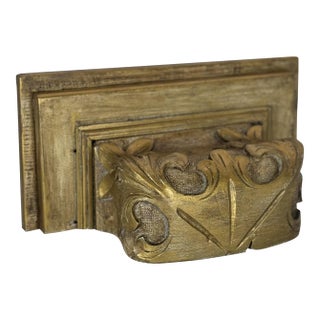 Antique Gilded Wood Corbel Wall Bracket For Sale