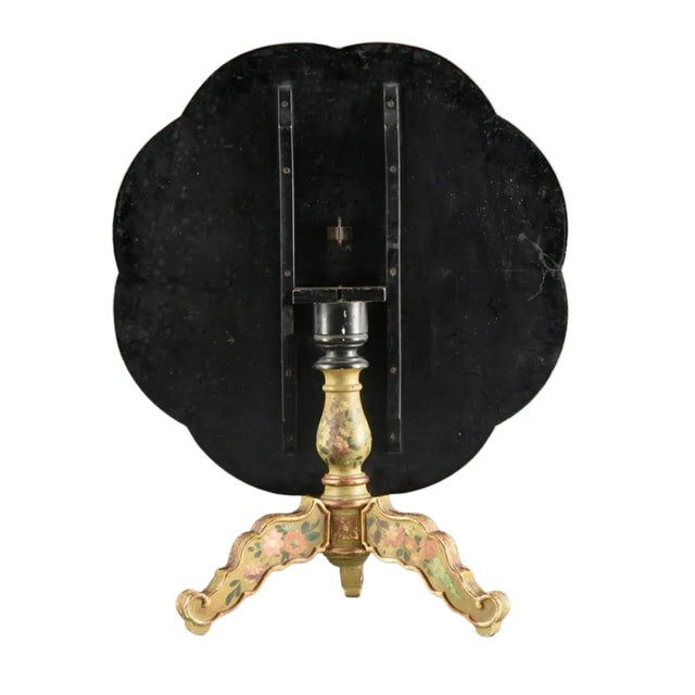 Green 19th Century Floral Hand-Painted Wood Tilt-Top Table For Sale - Image 8 of 10