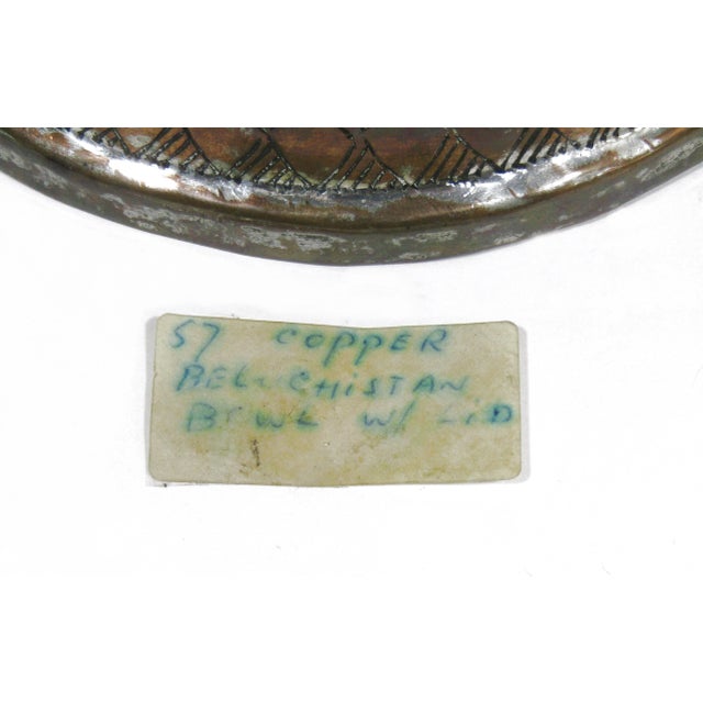 19th Century Beloochistan Balochistan Tinned Copper Bowl With Lid – Islamic Persian Middle Eastern Artistry For Sale - Image 9 of 9