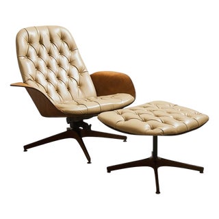 Styled After George Mulhauser Mr. Chair and Ottoman For Sale