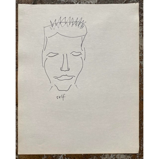 MCM self portrait drawing by Vermont artist Frank Wallace (1915/18-2003). Wallace was born in Toledo, Ohio and grew ip in...